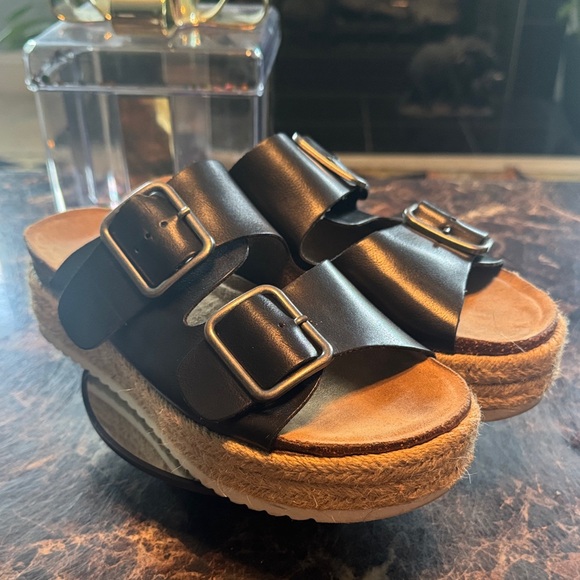 Crown Vintage Polly Black Espadrille Platform Sandals Women’s Size 8 - Picture 1 of 8